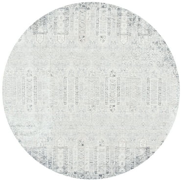 SAFAVIEH Martha Stewart Sabrina Penelope Distressed Area Rug, Grey/Grey, 6'7" x 6'7" Round