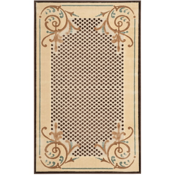 SAFAVIEH Martha Stewart Scrollwork Polk Dots Area Rug, Cream, 2'7" x 4'
