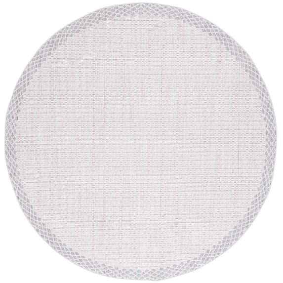 SAFAVIEH Martha Stewart Serenity Felicia Bordered Area Rug, Ivory/Grey, 6'7" x 6'7" Round