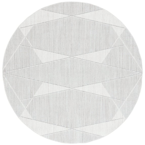 SAFAVIEH Martha Stewart Serenity Geometric Area Rug, Grey/Ivory, 6'7" x 6'7" Round