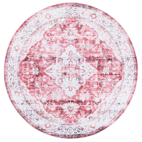SAFAVIEH Martha Stewart Seth Medallion Machine Washable Area Rug, Rust/Gold, 6' x 6' Round
