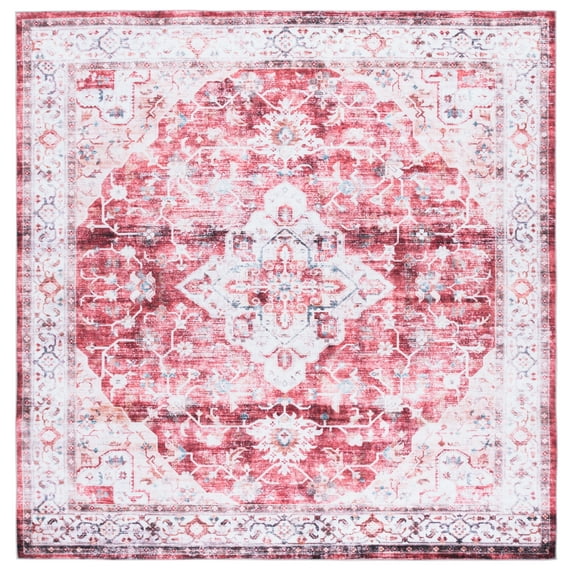 SAFAVIEH Martha Stewart Seth Medallion Machine Washable Area Rug, Rust/Gold, 6' x 6' Square