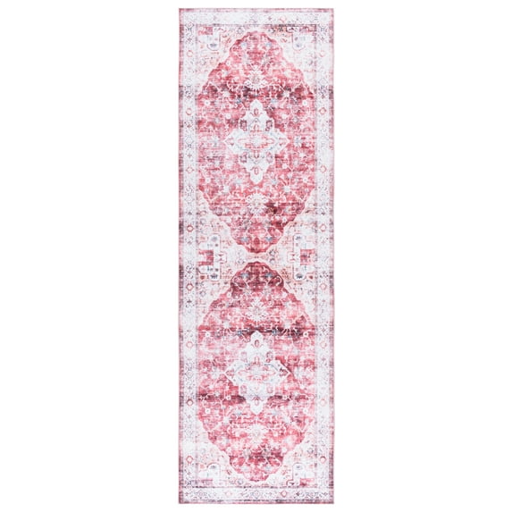 SAFAVIEH Martha Stewart Seth Medallion Machine Washable Runner Rug, Rust/Gold, 2'6" x 8'