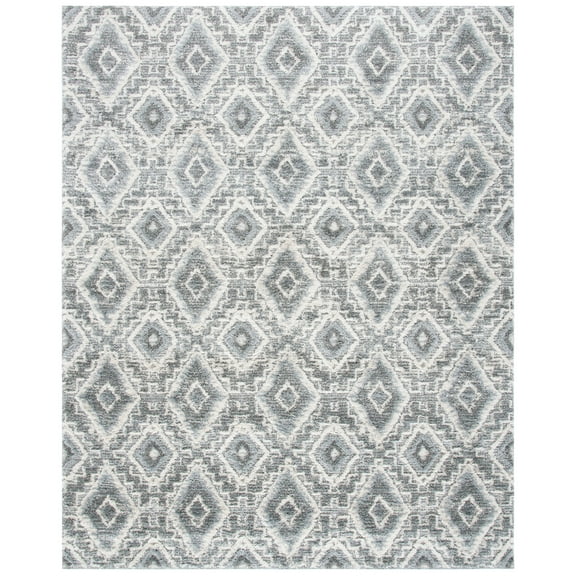 SAFAVIEH Martha Stewart Lucia Clifton Diamond Shag Area Rug, Dark Grey/Light Grey, 8' x 10'
