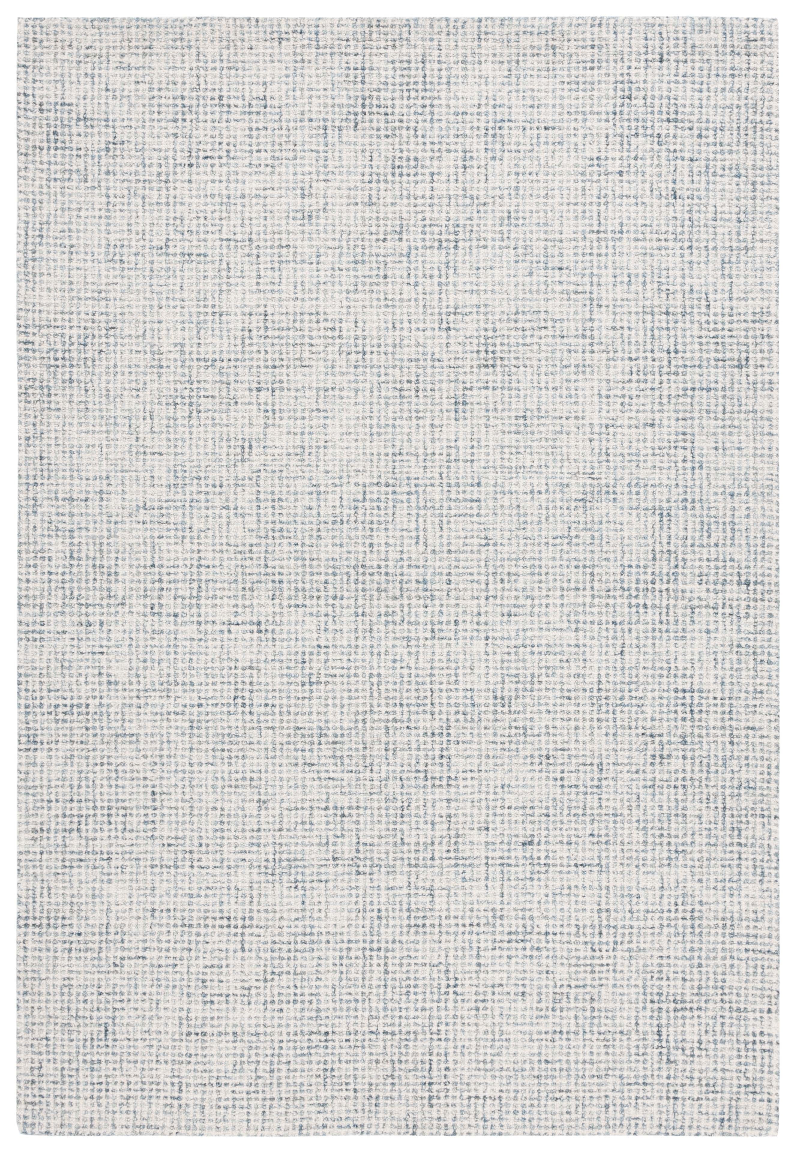 Handmade Blue and Ivory Wool Blend Tufted Rectangular Rug 3' x 5'