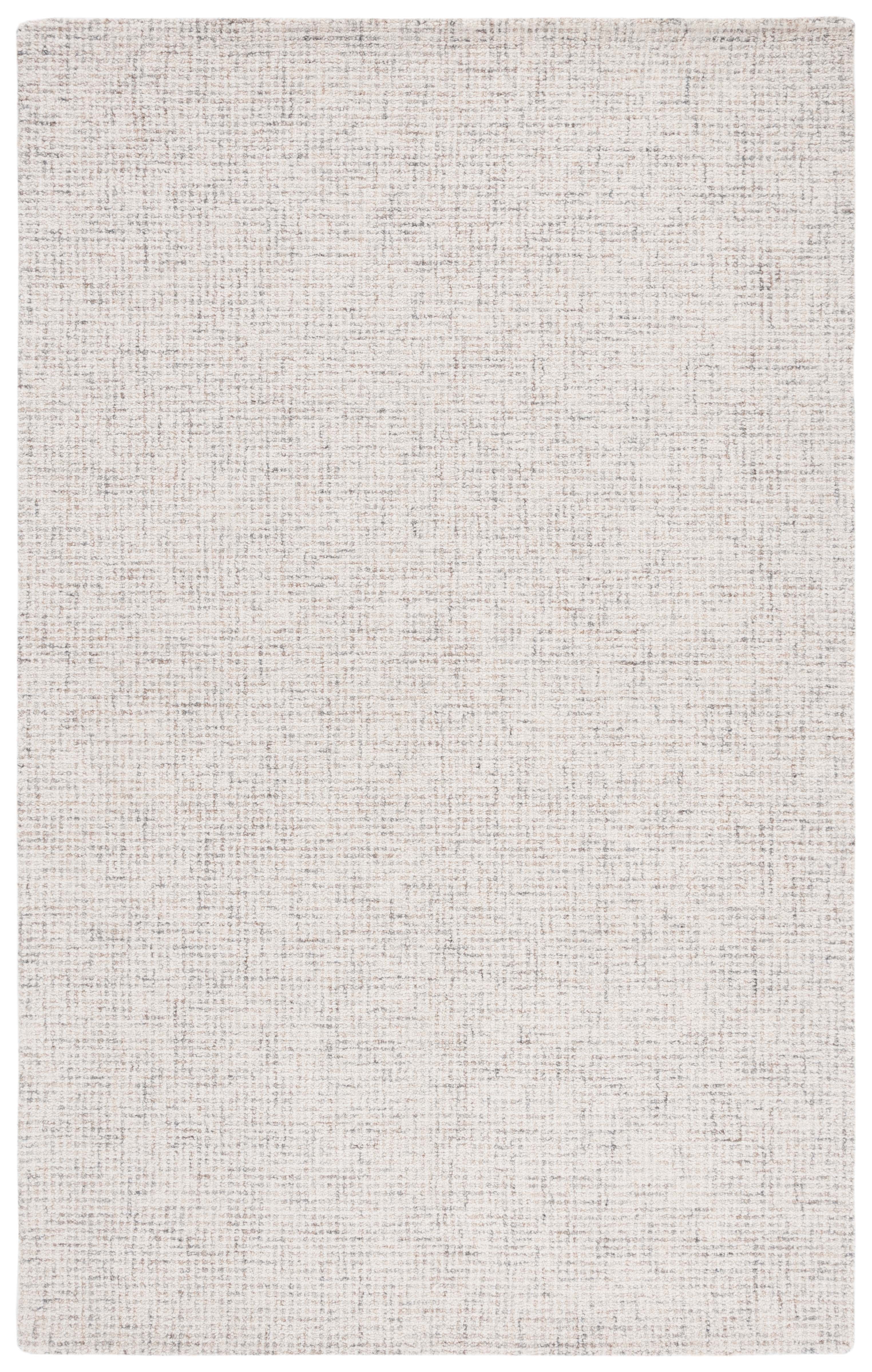 Light Grey Ivory Hand Tufted Wool Area Rug 5' x 8'