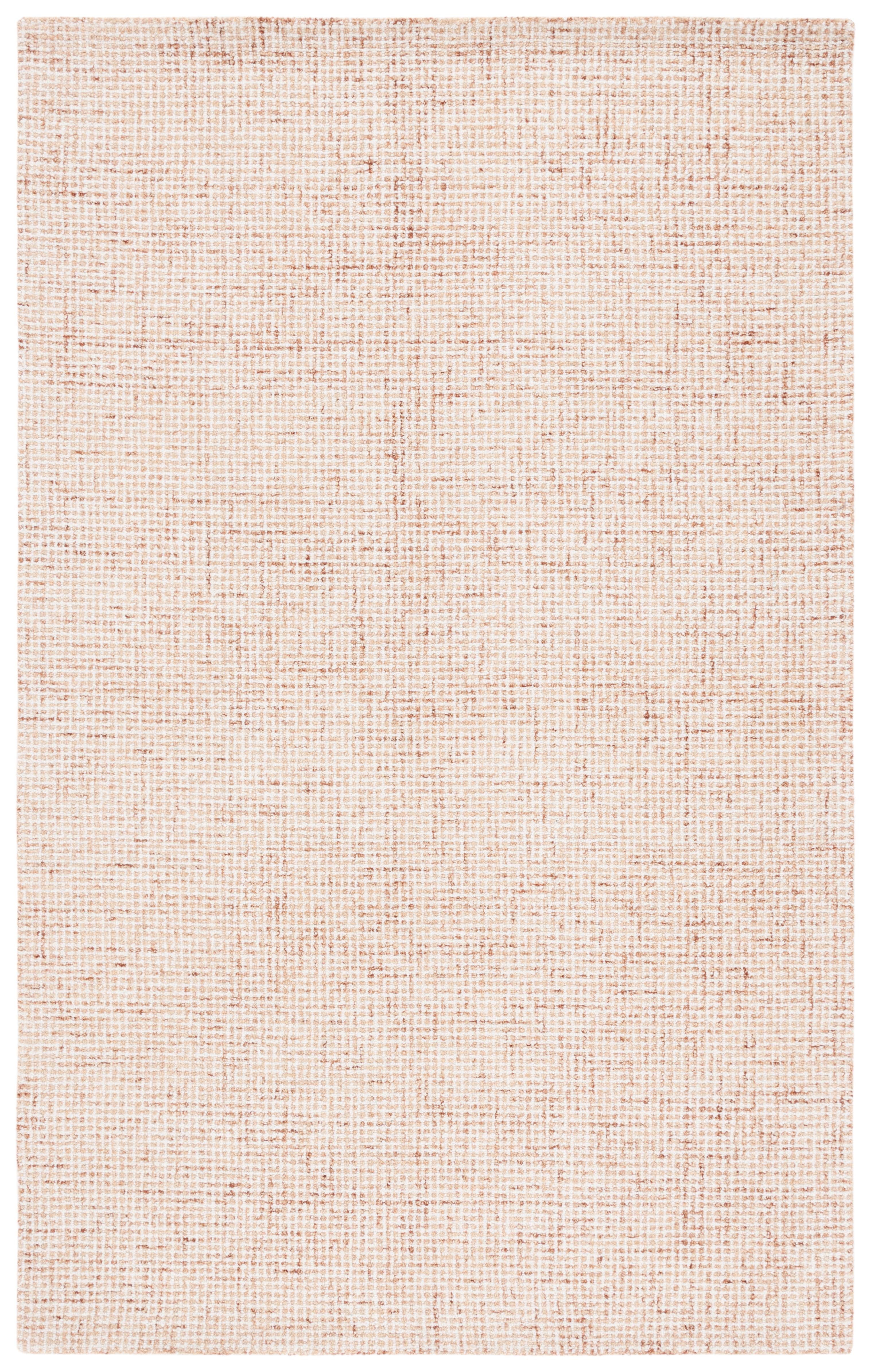 Rust and Ivory Rectangular Handmade Tufted Wool Area Rug 5x8