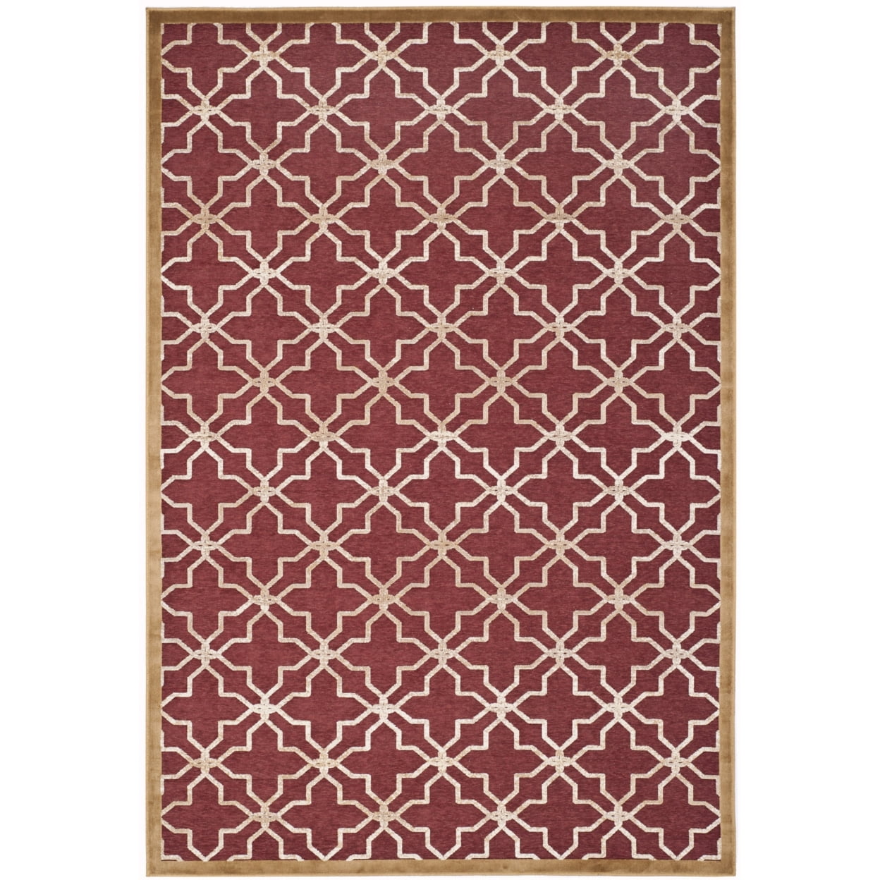 Handcrafted Tufted Rectangular Red & Ivory Wool-Viscose Blend Rug 9' x 12'