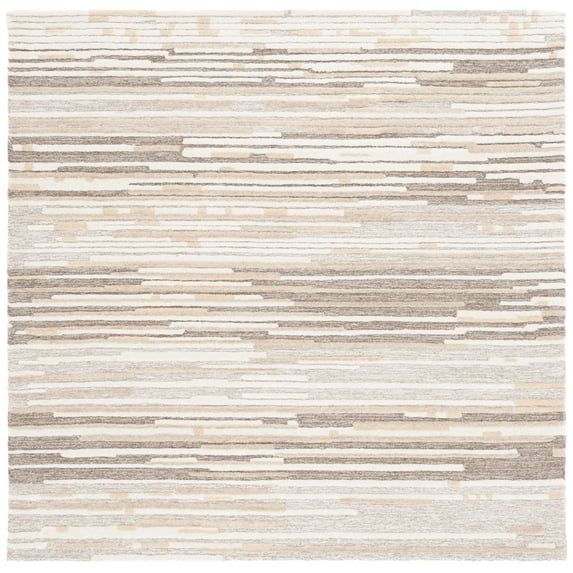 SAFAVIEH Martha Stewart Striped Area Rug, Natural/Beige, 6' x 6' Square