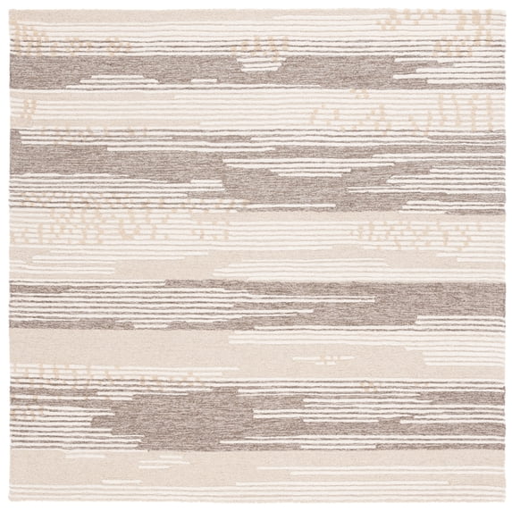 SAFAVIEH Martha Stewart Striped Area Rug, Natural/Brown, 6' x 6' Square