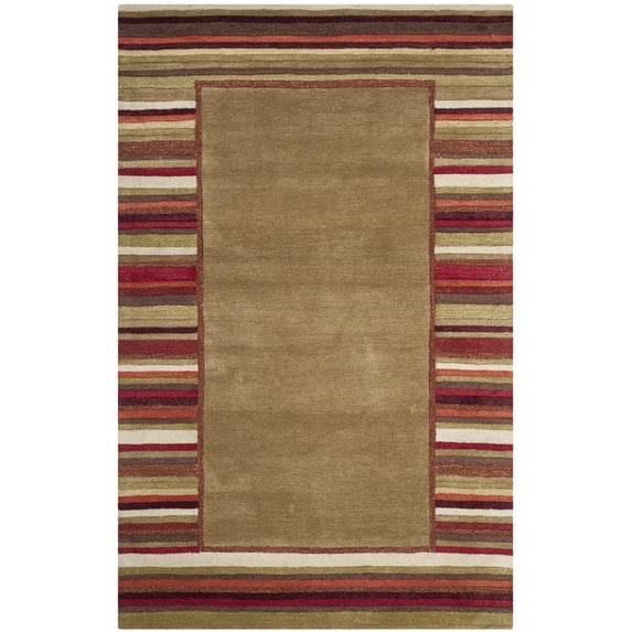 SAFAVIEH Martha Stewart Striped Border Wool Area Rug, Lead Grey, 8' x 10'
