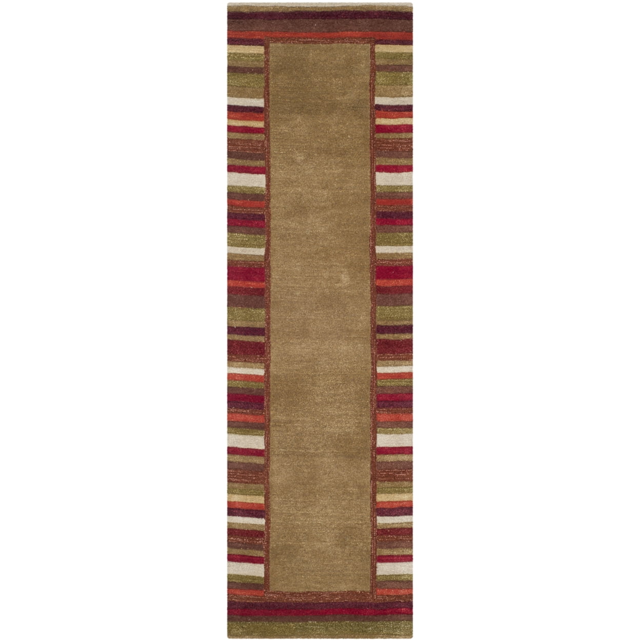Handmade Gray Stripe Wool and Viscose Tufted Rug