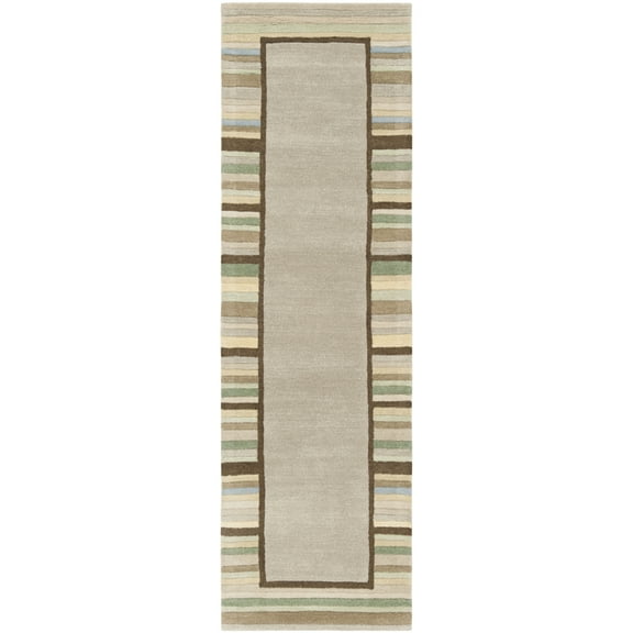 SAFAVIEH Martha Stewart Striped Border Wool Runner Rug, Tadpole Green, 2'3" x 8'