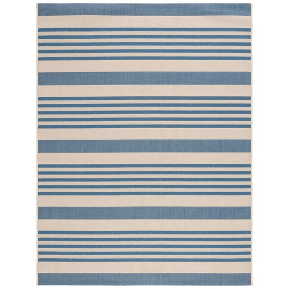 SAFAVIEH Martha Stewart Striped Indoor/Outdoor Area Rug, Cream/Blue, 6'7" x 9'