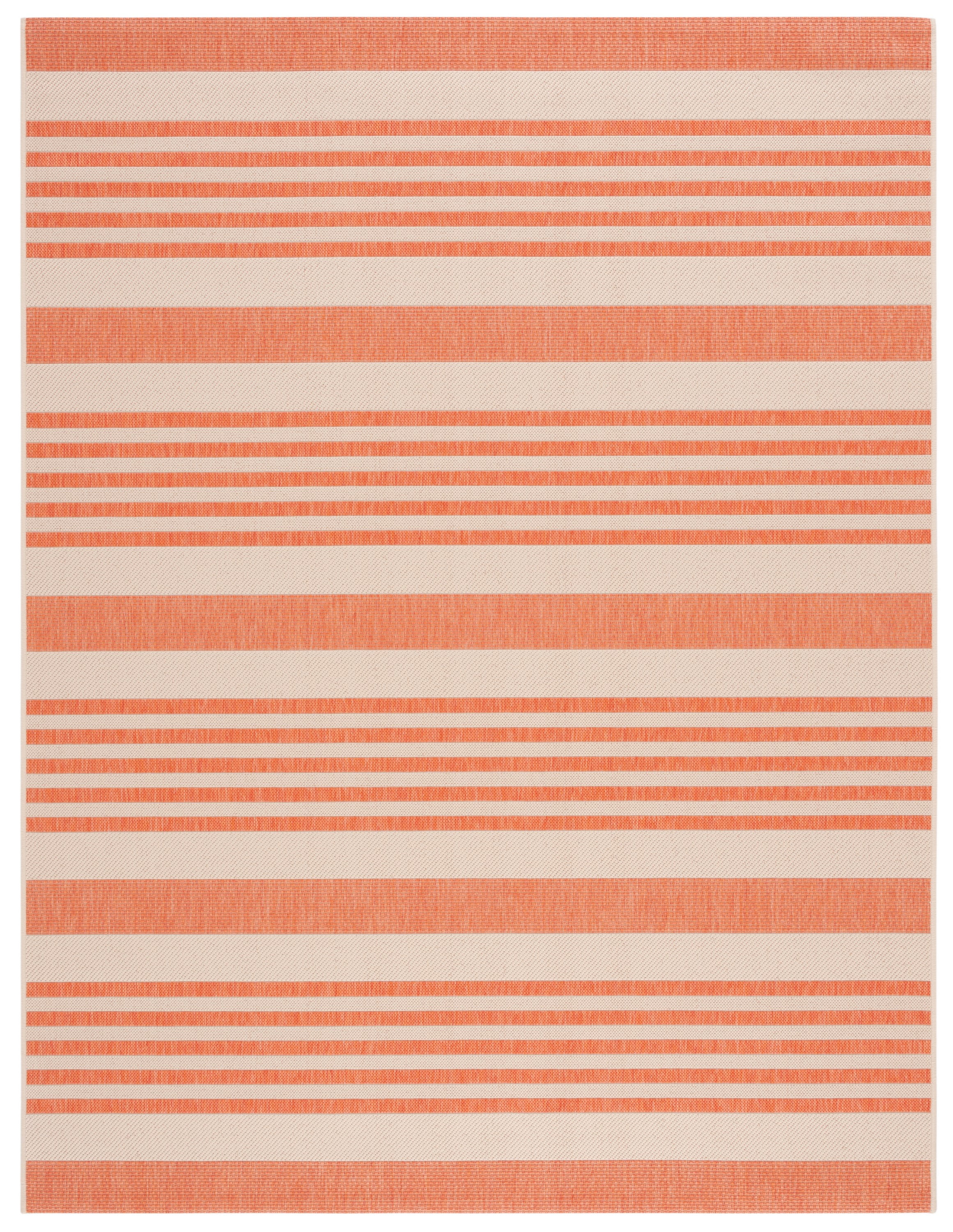 SAFAVIEH Martha Stewart Striped Indoor/Outdoor Area Rug, Rust/Cream, 6'7" x 8'7"