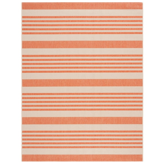SAFAVIEH Martha Stewart Striped Indoor/Outdoor Area Rug, Rust/Cream, 6'7" x 8'7"