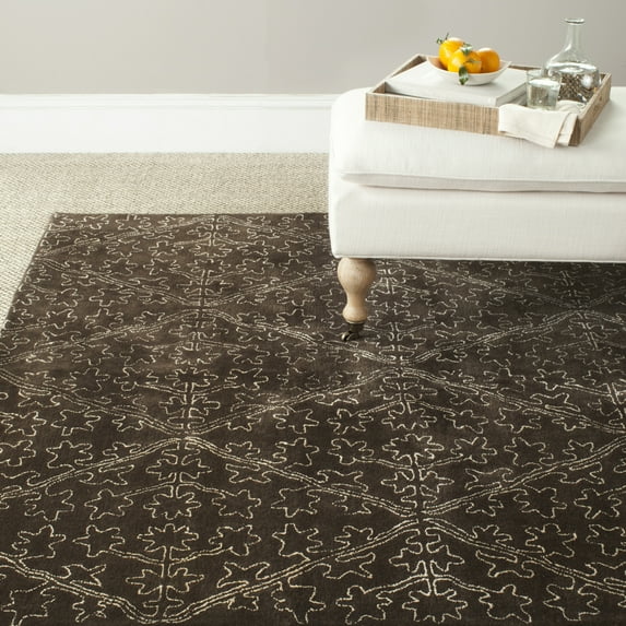 SAFAVIEH Martha Stewart Strolling Garden Geometric Area Rug, Coffee/Brown, 5'6" x 8'6"