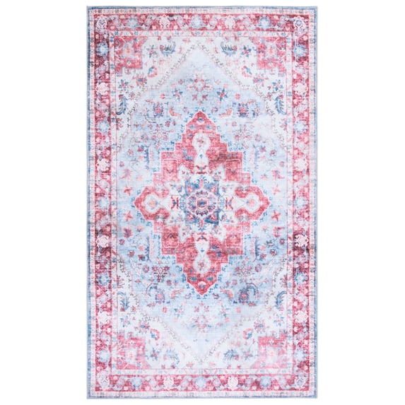 SAFAVIEH Martha Stewart Sunny Medallion Machine Washable Area Rug, Red/Blue, 3' x 5'