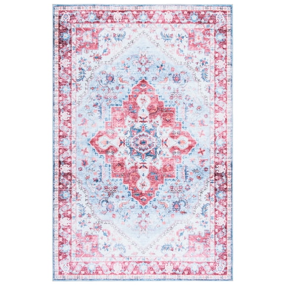 SAFAVIEH Martha Stewart Sunny Medallion Machine Washable Area Rug, Red/Blue, 4' x 6'