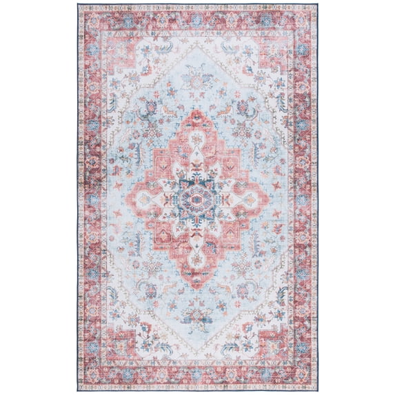 SAFAVIEH Martha Stewart Sunny Medallion Machine Washable Area Rug, Red/Blue, 5' x 7'