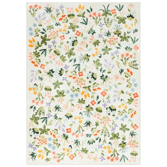 SAFAVIEH Martha Stewart Tanzil Floral Machine Washable Area Rug, Beige/Red, 3' x 5'