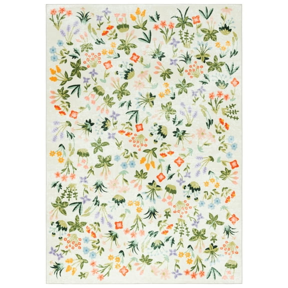 SAFAVIEH Martha Stewart Tanzil Floral Machine Washable Area Rug, Beige/Red, 8' x 10'