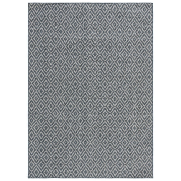SAFAVIEH Martha Stewart Tefan Indoor Diamond Trellis Indoor/Outdoor Area Rug, Navy/Ivory, 6'7" x 8'7"