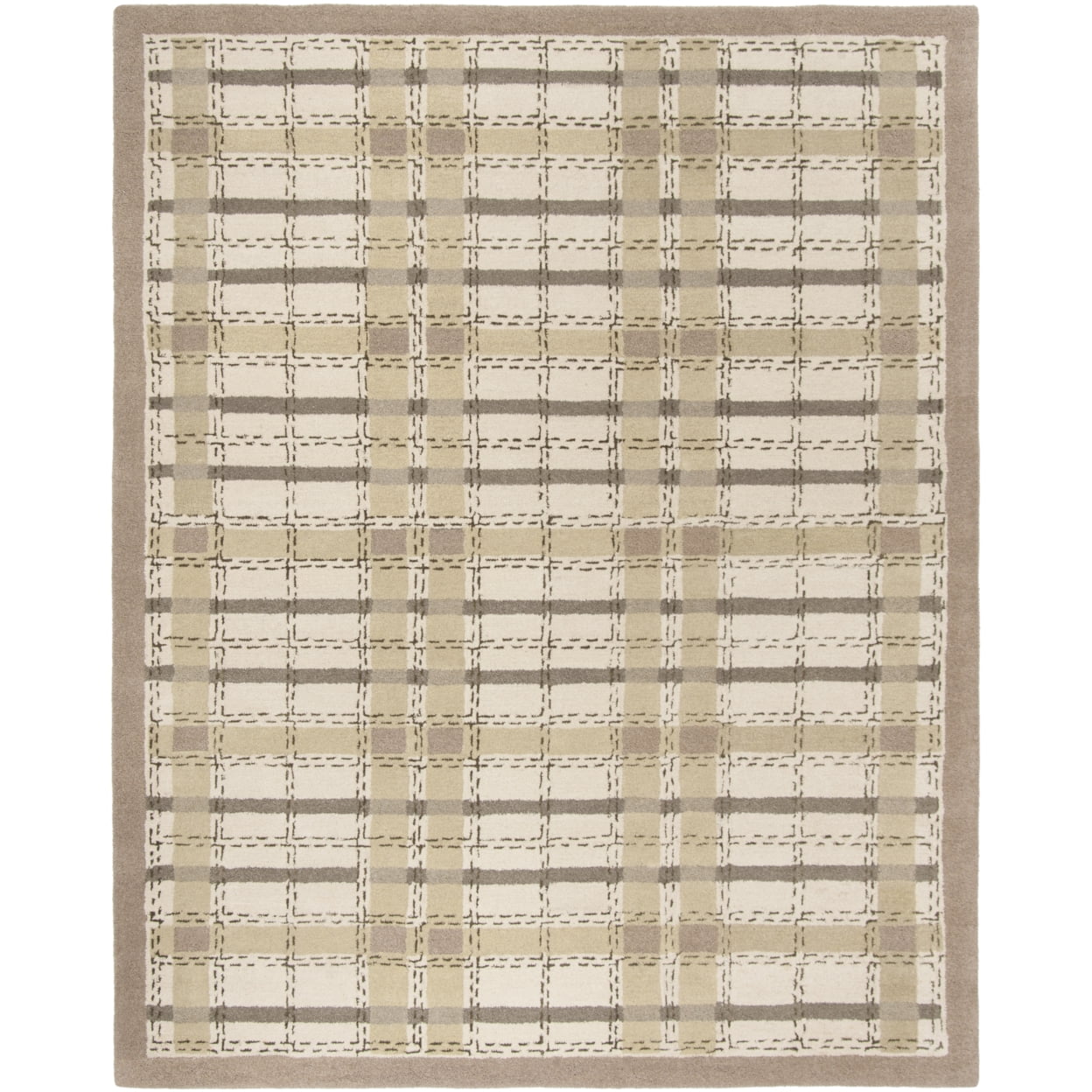 Sharkey Gray Hand Tufted Wool & Viscose Plaid Area Rug 5' x 8'