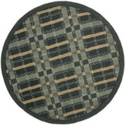 SAFAVIEH Martha Stewart Thalia Colorweave Plaid Area Rug, Wrought Iron Navy, 6' x 6' Round