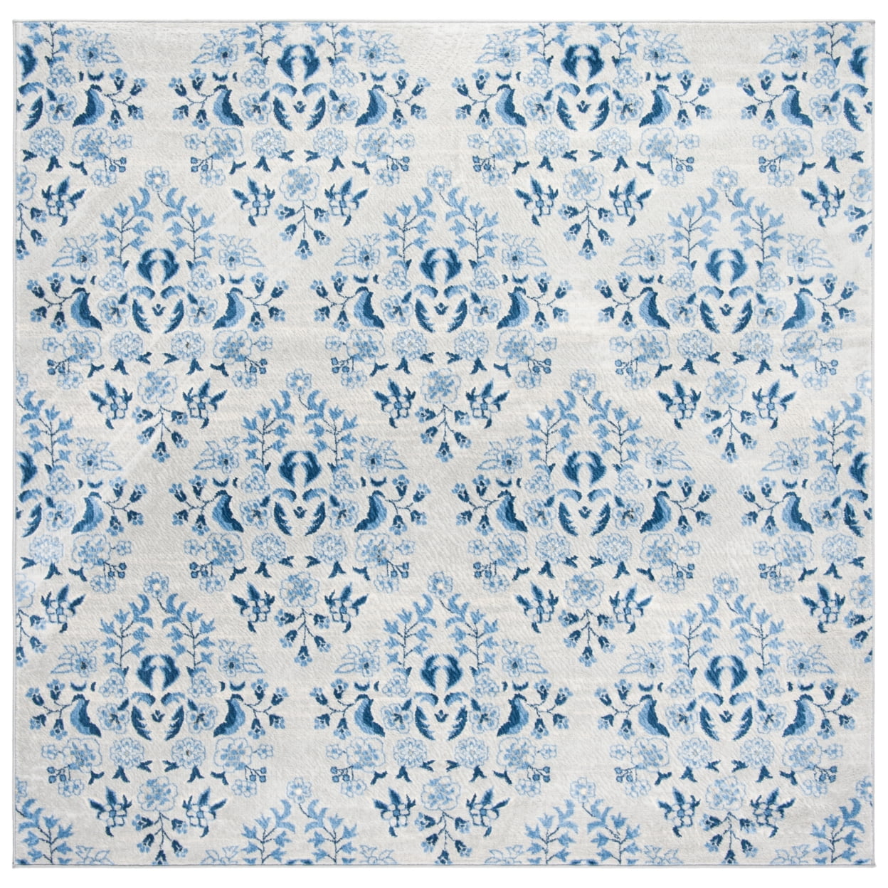 Hand-Knotted Blue Essence Round Synthetic Area Rug, 6'7" Diameter