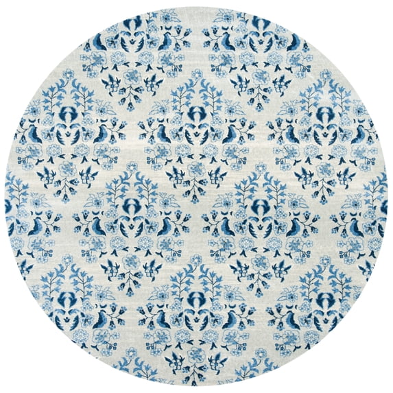 SAFAVIEH Martha Stewart Topher Floral Area Rug, Cream/Blue, 8' x 8' Round