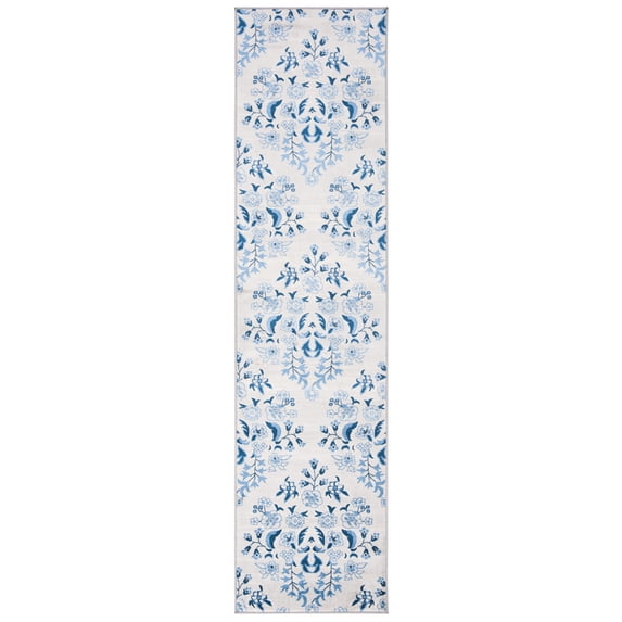 SAFAVIEH Martha Stewart Topher Floral Runner Rug, Cream/Blue, 2' x 12'