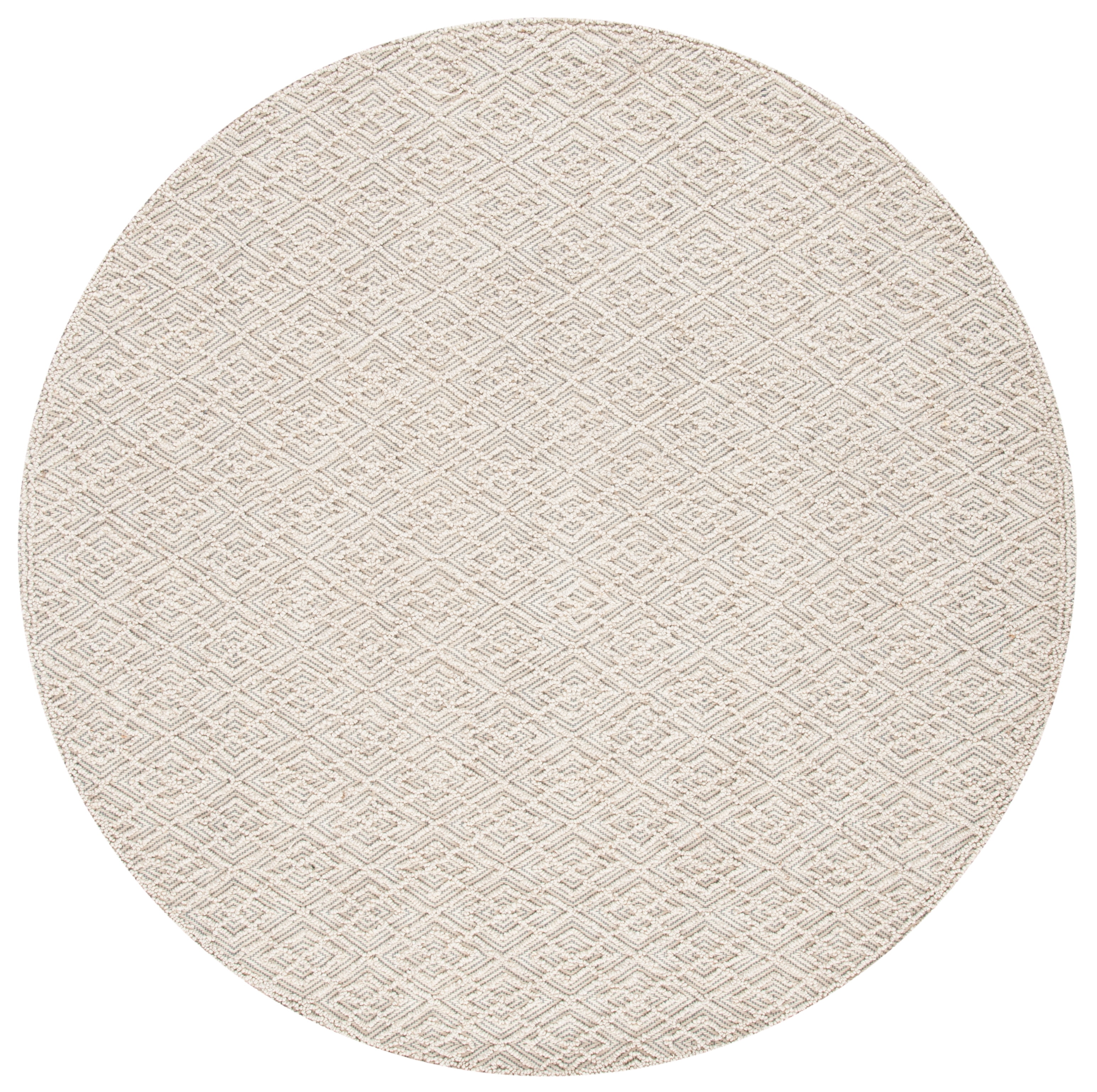 SAFAVIEH Martha Stewart Trace Diamond Area Rug, Ivory/Blue, 6' x 6' Round