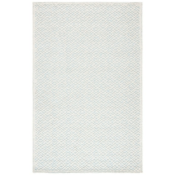 SAFAVIEH Martha Stewart Trace Diamond Area Rug, Ivory/Blue, 8' x 10'