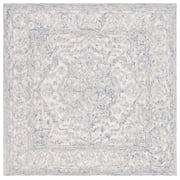 SAFAVIEH Martha Stewart Trace Ernestine Floral Area Rug, Ivory/Blue, 6' x 6' Square