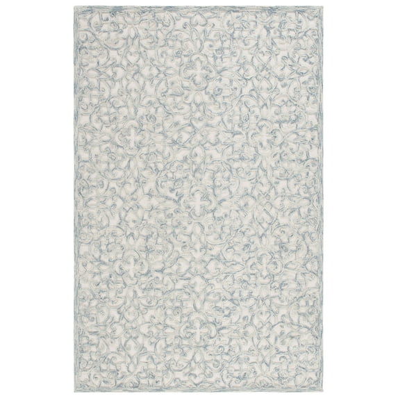 SAFAVIEH Martha Stewart Trace Floral Area Rug, Blue/Ivory, 4' x 6'