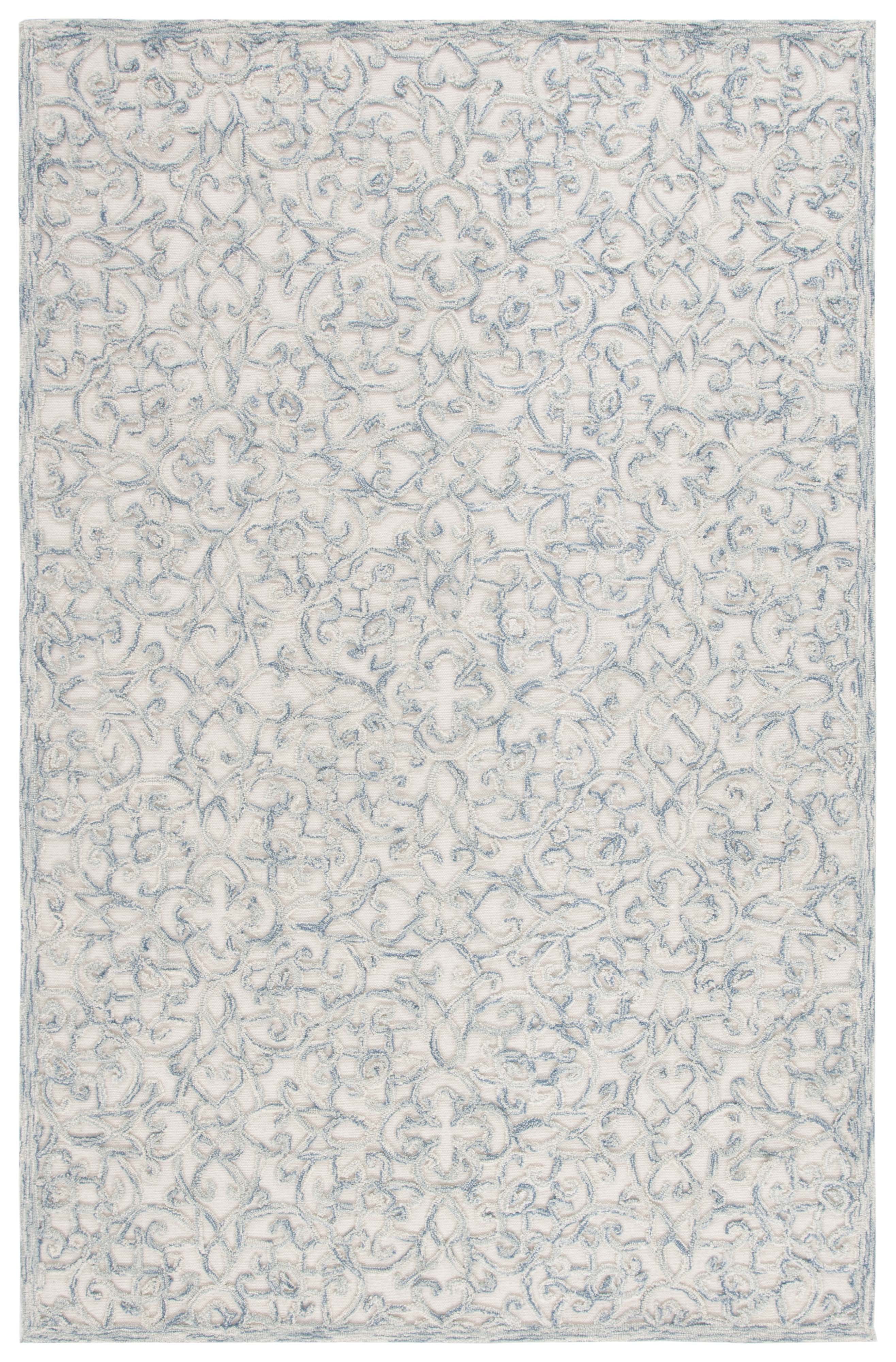 Ivory Floral Tufted Handmade Wool Square Rug