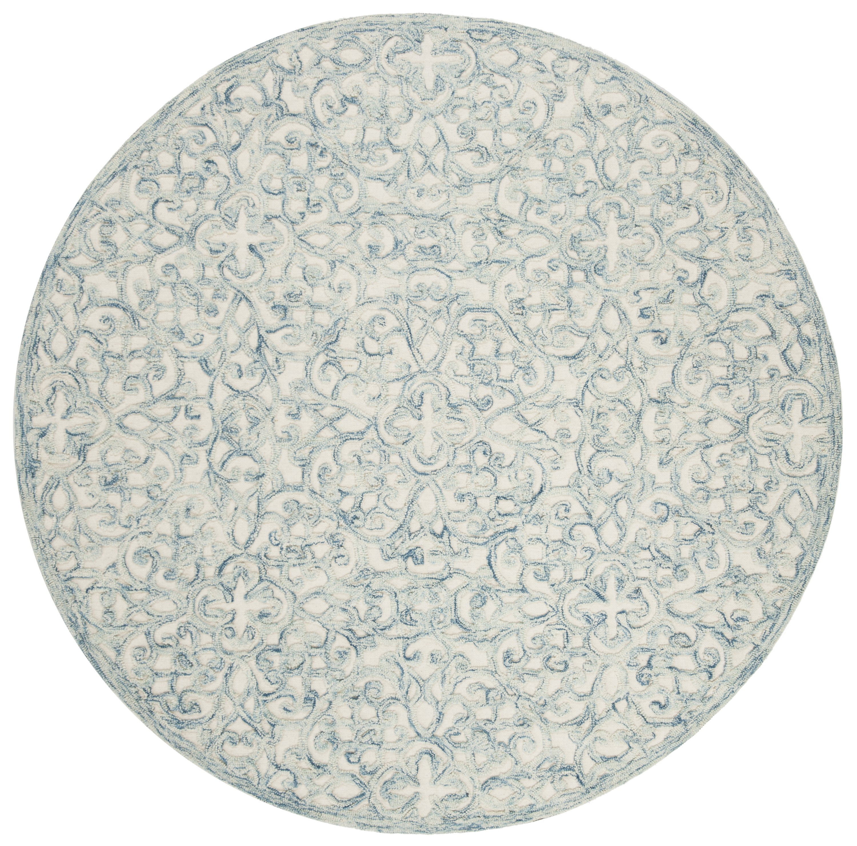 Hand-Tufted Elegance Blue Wool and Silk 6' Round Area Rug