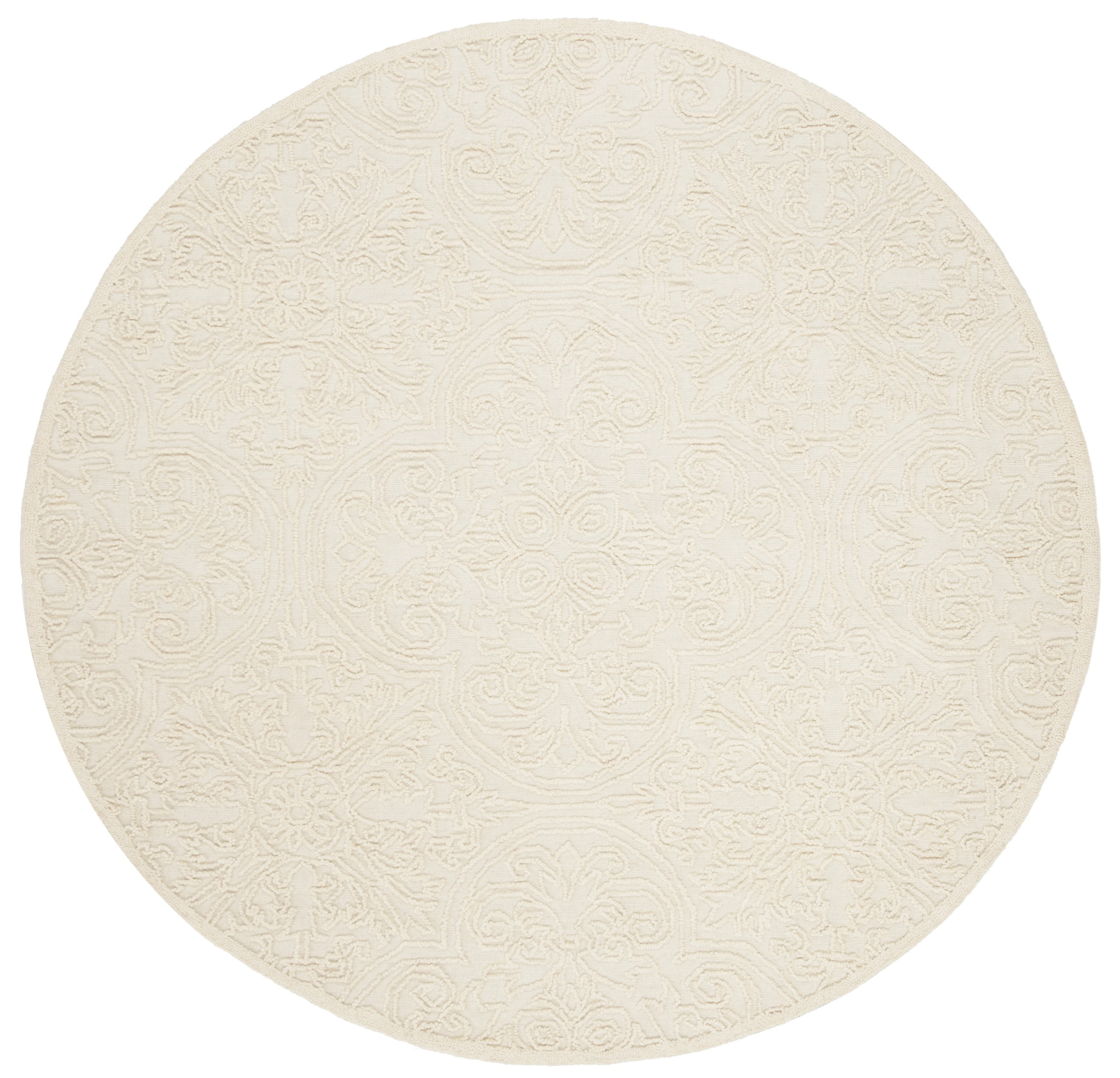 SAFAVIEH Martha Stewart Trace Floral Area Rug, Ivory, 4' x 4' Round