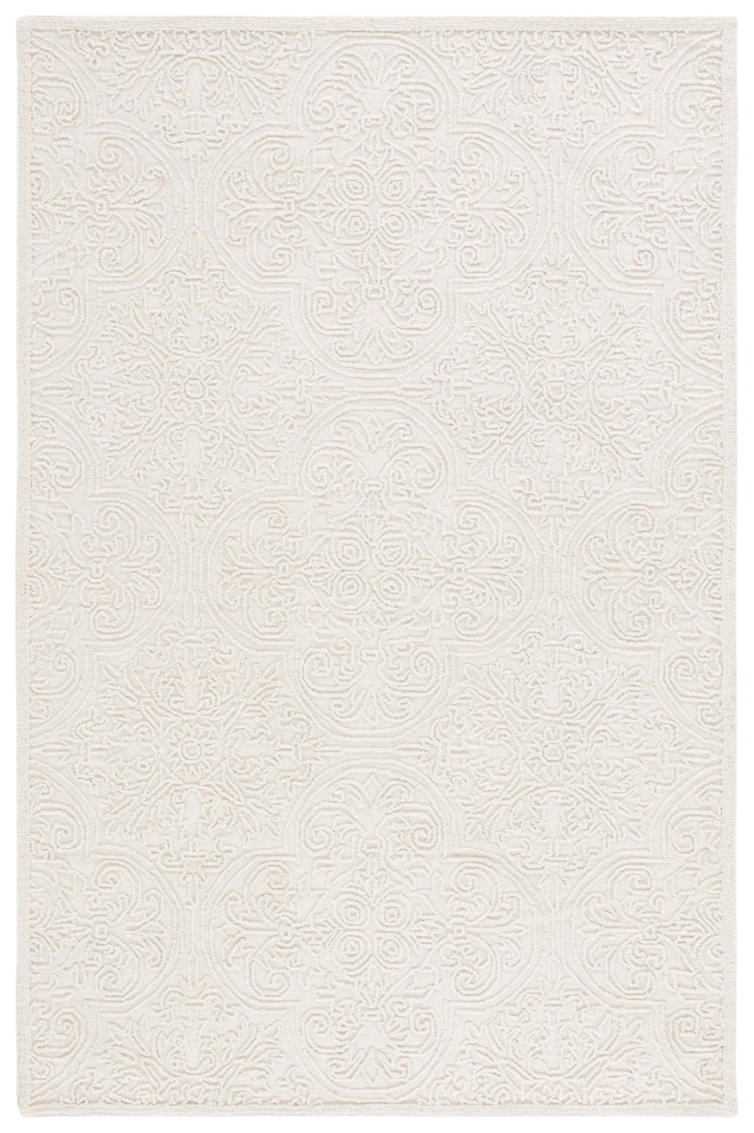 Ivory Hand-Tufted Wool and Synthetic 4' x 6' Area Rug