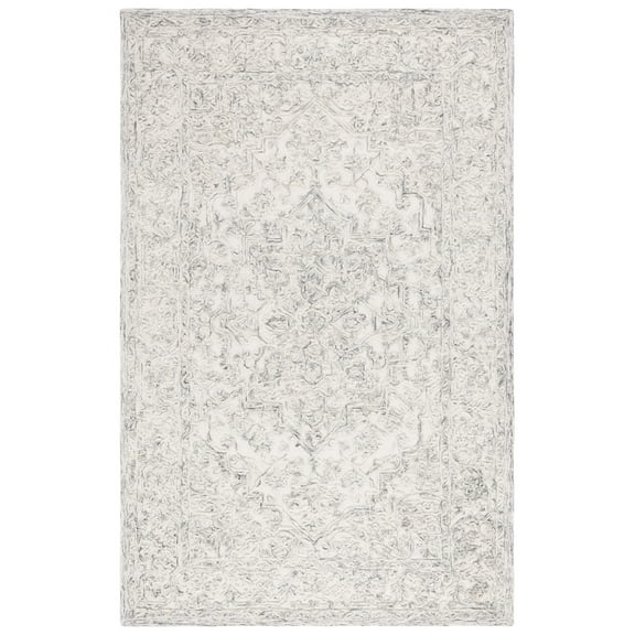 SAFAVIEH Martha Stewart Trace Floral Area Rug, Ivory/Charcoal, 3' x 5'