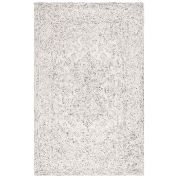SAFAVIEH Martha Stewart Trace Floral Area Rug, Ivory/Charcoal, 5' x 8'