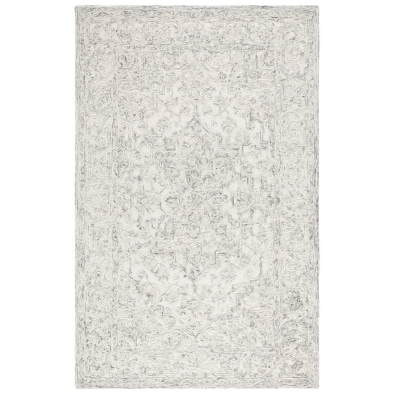 SAFAVIEH Martha Stewart Trace Floral Area Rug, Ivory/Charcoal, 8' x 10'