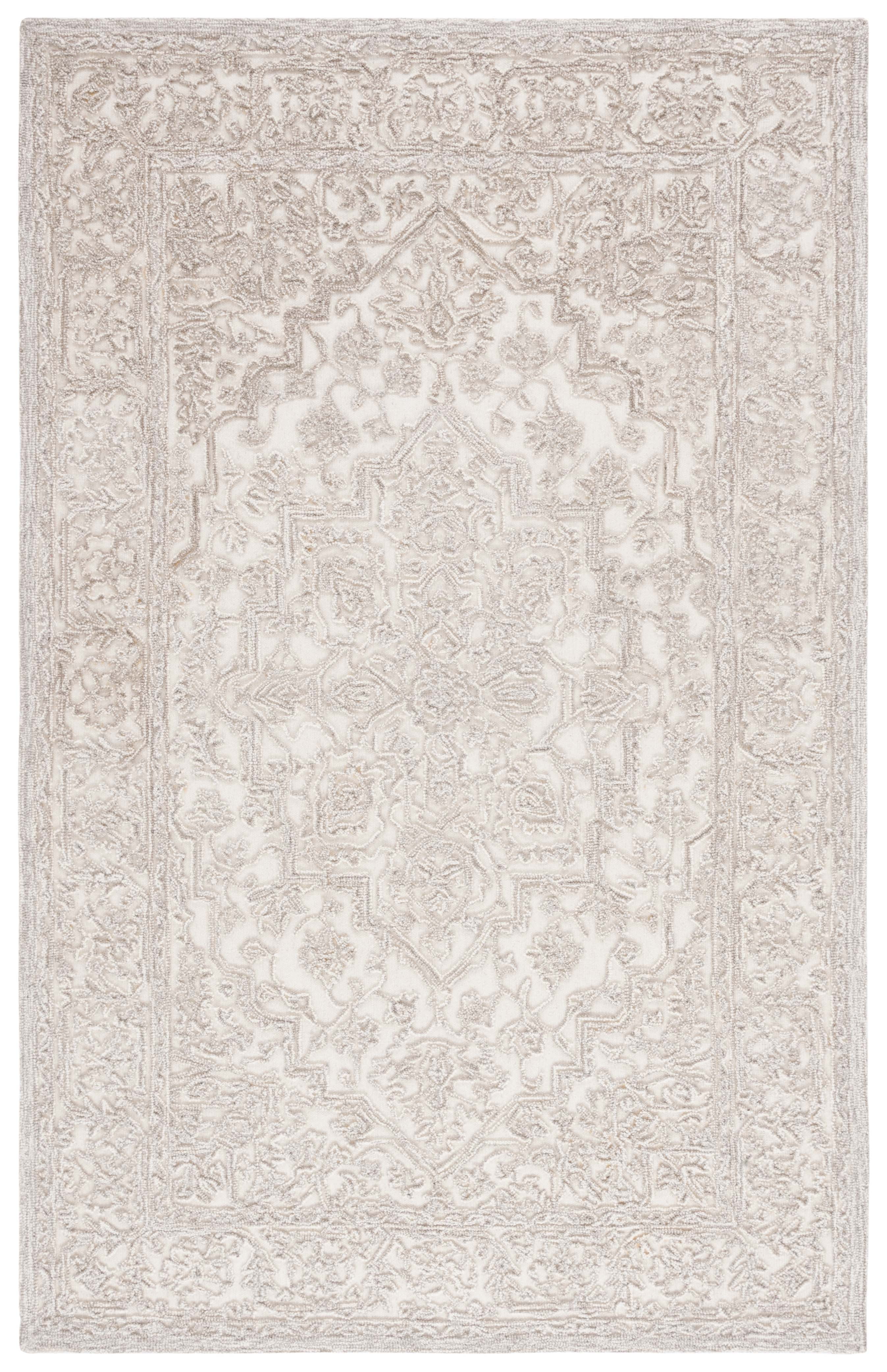 Ivory and Natural 4' x 6' Hand Tufted Wool Area Rug