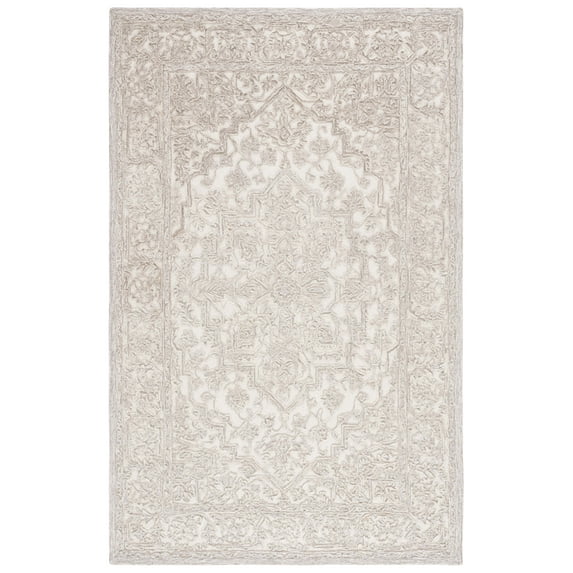 SAFAVIEH Martha Stewart Trace Floral Area Rug, Ivory/Natural, 4' x 6'