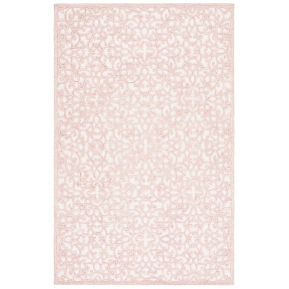 SAFAVIEH Martha Stewart Trace Floral Area Rug, Ivory/Pink, 4' x 6'
