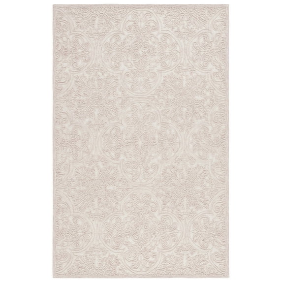 SAFAVIEH Martha Stewart Trace Floral Area Rug, Ivory/Pink, 6' x 9'