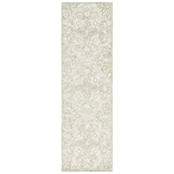 SAFAVIEH Martha Stewart Trace Floral Runner Rug, Ivory/Green, 2'3" x 8'