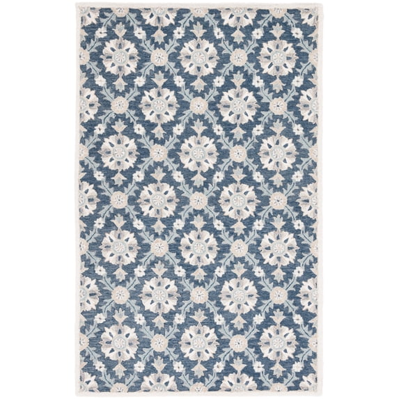 SAFAVIEH Martha Stewart Tufted Diamond Area Rug, Blue/Ivory, 4' x 6'