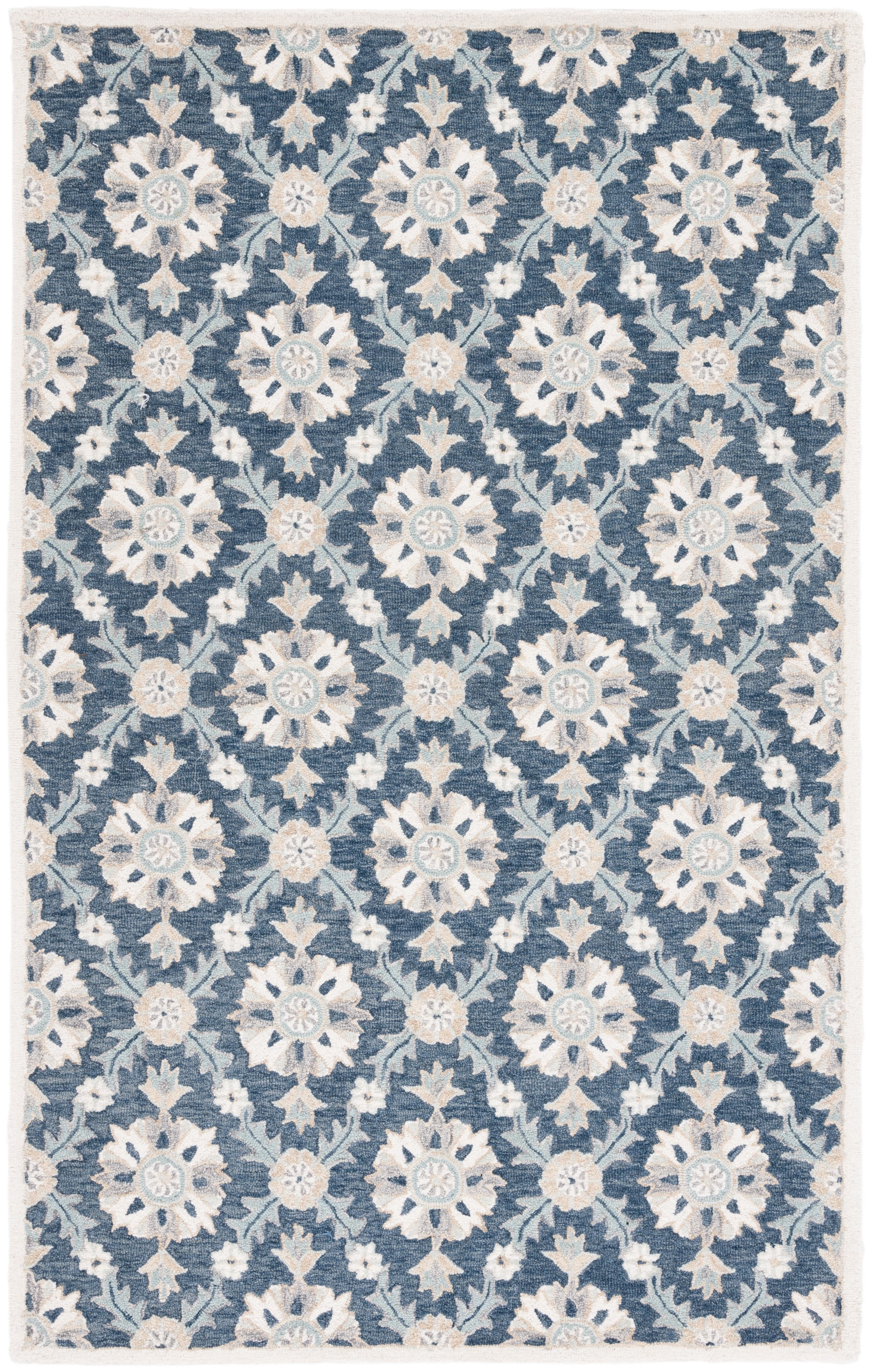 SAFAVIEH Martha Stewart Tufted Diamond Area Rug, Blue/Ivory, 5' x 8'